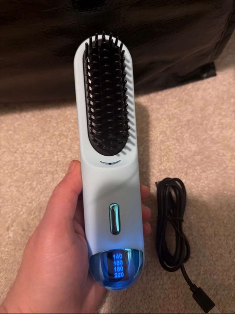 Amazon Light Blue & Black Heated Beard and Hair Brush with LED Display